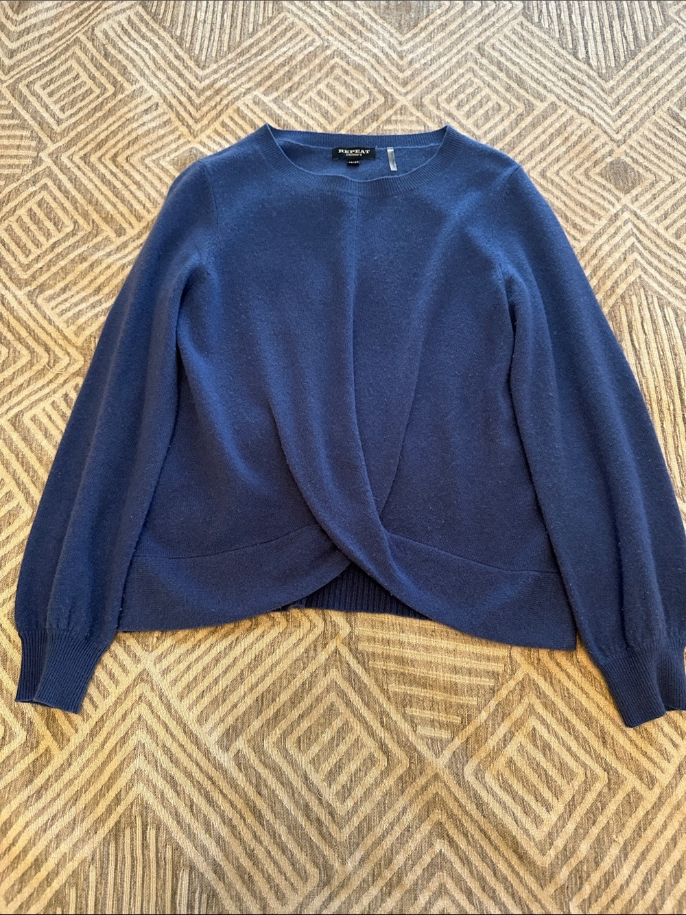 Pleione Royal Blue Twist-Front Cashmere Sweater